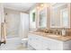 Bathroom with double vanity and granite countertop at 4299 Randleman Rd, Iron Station, NC 28080