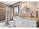 Bathroom with single vanity and tile shower at 4299 Randleman Rd, Iron Station, NC 28080