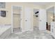 Bathroom with large closets and marble flooring at 8534 Headford Rd, Charlotte, NC 28277