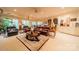 Spacious basement Gathering room with leather furniture and fireplace at 80 Fairview Farms Rd, Shelby, NC 28150