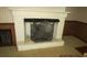 Brick fireplace with ornate screen in living room at 115 Sunrise Cir, Shelby, NC 28150
