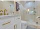 Bathroom with marble vanity and a glass shower at 6639 Ronda Ave, Charlotte, NC 28211