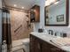 Updated bathroom with walk-in shower, new vanity, and modern fixtures at 213 Press Sweezy Rd, Kings Mountain, NC 28086