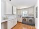 Laundry room with washer, dryer, cabinets, and a utility sink at 3245 Jackson Rd, Mooresville, NC 28115