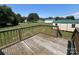 Wooden deck overlooking backyard with shed at 2374 Startown Rd, Lincolnton, NC 28092