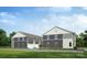 Rear view of townhouses highlighting the building's design, garage access, and landscaping at 1008 Ribbon Ln, Charlotte, NC 28205