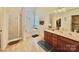 Bathroom with double vanity, soaking tub, and shower at 4141 Deerfield Nw Dr, Concord, NC 28027