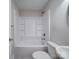 Clean bathroom with a shower/tub combo and updated vanity at 526 Manchester Rd, Mount Gilead, NC 27306