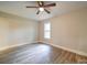 Bedroom with hardwood floors, ceiling fan and window at 526 Manchester Rd, Mount Gilead, NC 27306