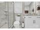 Bathroom with a shower, toilet and granite countertop at 6236 Old Corral St, Charlotte, NC 28277