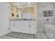 Double vanity bathroom with granite countertops and a shower at 6236 Old Corral St, Charlotte, NC 28277