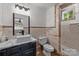 Modern bathroom with updated vanity and walk-in shower at 7230 Timber Ridge Dr, Mint Hill, NC 28227