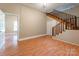 Finished basement with hardwood floors and staircase at 1158 Evans Ave, Rock Hill, SC 29732