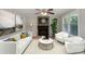 Living room with fireplace, hardwood floors, and large windows at 7714 Old Waxhaw Monroe Rd, Waxhaw, NC 28173