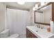 Clean bathroom with updated vanity and shower at 7714 Old Waxhaw Monroe Rd, Waxhaw, NC 28173