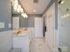 Bathroom with double vanity and marble flooring at 142 Eller Rd, Gastonia, NC 28056