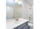 Modern bathroom with gray vanity, quartz countertop, and a shower/tub combo at 2642 Roseglen Ln, Indian Land, SC 29707