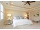 Spacious bedroom with a ceiling fan, plush carpeting, and large windows with plantation shutters at 3318 Indian Meadows Ln, Charlotte, NC 28210