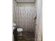 Bathroom with shower/tub and patterned curtain at 960 E 1St St, Newton, NC 28658