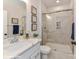 Modern bathroom with a large walk-in shower and white vanity at 136 Wesser St # 53, Davidson, NC 28036