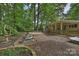 Backyard with shed, patio, and garden area at 5328 Seacroft Rd, Charlotte, NC 28210