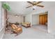 Sunroom with fireplace, ceiling fan and built-ins at 324 Club House Dr, Salisbury, NC 28144