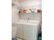 Laundry room with washer, dryer, shelving, and utility sink at 452 Mocksville Hwy, Statesville, NC 28625