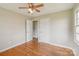 Bedroom with hardwood floors and two closets at 37 Clemmons Rd, Wadesboro, NC 28170