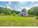 Small metal storage building with a red door in a grassy area at 1574 Dunlap Roddey Rd, Rock Hill, SC 29730