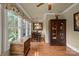 Bright breakfast nook with hardwood floors and a window seat at 4364 Hager Mountain Ln, Iron Station, NC 28080