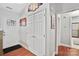 Spacious entryway with wood floors and a double door closet at 8018 Maxwelton Dr, Huntersville, NC 28078