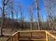 View from deck shows a wooded backyard with tall trees at 288 Bluegill Ln, Statesville, NC 28625