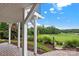 Landscaped backyard with golf course view at 35076 Carnation Ln, Indian Land, SC 29707