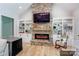 Stunning stone fireplace with a rustic wooden mantel at 14941 Deer Hollow Dr, Gold Hill, NC 28071