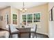 Bright breakfast nook with a table and chairs, overlooking the backyard deck at 531 Tributary Dr # 26, Fort Lawn, SC 29714