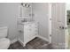 Bathroom with white vanity and marble countertop at 50444 Haven Bend Rd, Albemarle, NC 28001