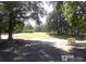 Open green space with mature trees and a paved road at 7118 Quail Meadow Ln, Charlotte, NC 28210