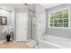 Primary bathroom with a soaking tub, shower, and tile floor at 1229 Brecken Ct, Kannapolis, NC 28081
