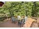 Deck with table and chairs, overlooking woods at 746 Springwood Dr # 14&15, Mount Gilead, NC 27306