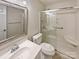 Clean bathroom with vanity, toilet and shower at 1669 Buckingham Ave, Gastonia, NC 28054