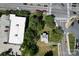 Aerial view showing a house and surrounding area, located near a busy intersection at 110 Sims Pkwy, Harrisburg, NC 28075