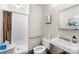 Accessible bathroom with shower, toilet, and vanity at 1346 Hill Rd, Charlotte, NC 28210