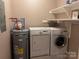 Laundry room with washer, dryer, and shelving at 300 N Fulton St # 11, Salisbury, NC 28144
