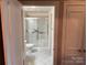 Bathroom with shower/tub combo and tiled floor at 300 N Fulton St # 11, Salisbury, NC 28144
