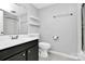 Clean bathroom with vanity, toilet, and shower/tub at 4754 Hedgemore Dr # T, Charlotte, NC 28209
