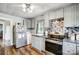 Modern kitchen with stainless steel appliances and gray cabinets at 115 Abernathy St, Mount Holly, NC 28120