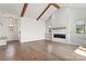 Spacious living area with hardwood floors and fireplace at 4759 Polo Gate Blvd, Charlotte, NC 28216
