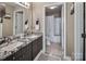 Bathroom features double vanity with granite countertop at 18641 Harborside Dr, Cornelius, NC 28031