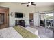Main bedroom with access to a private balcony and a view at 18641 Harborside Dr, Cornelius, NC 28031
