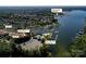 Aerial view showing property, marina, restaurant, and pool at 18641 Harborside Dr, Cornelius, NC 28031